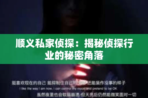 顺义私家侦探：揭秘侦探行业的秘密角落