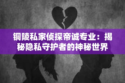 铜陵私家侦探帝诚专业：揭秘隐私守护者的神秘世界
